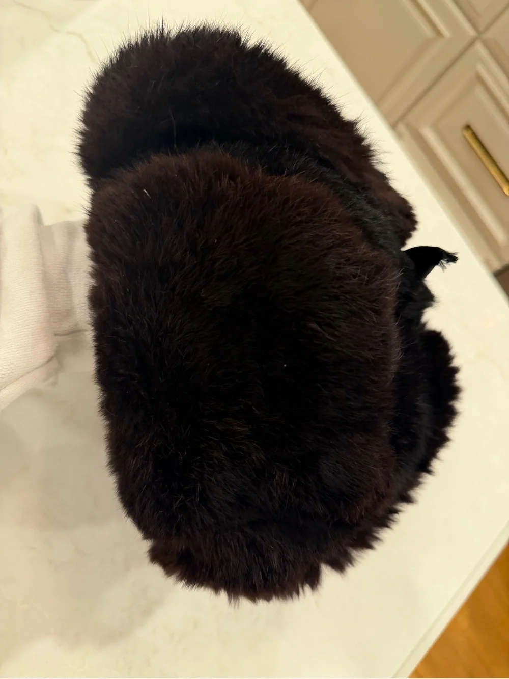 Vintage Dyed Rabbit Fur Trapper Hat in Dark Brown Made in France